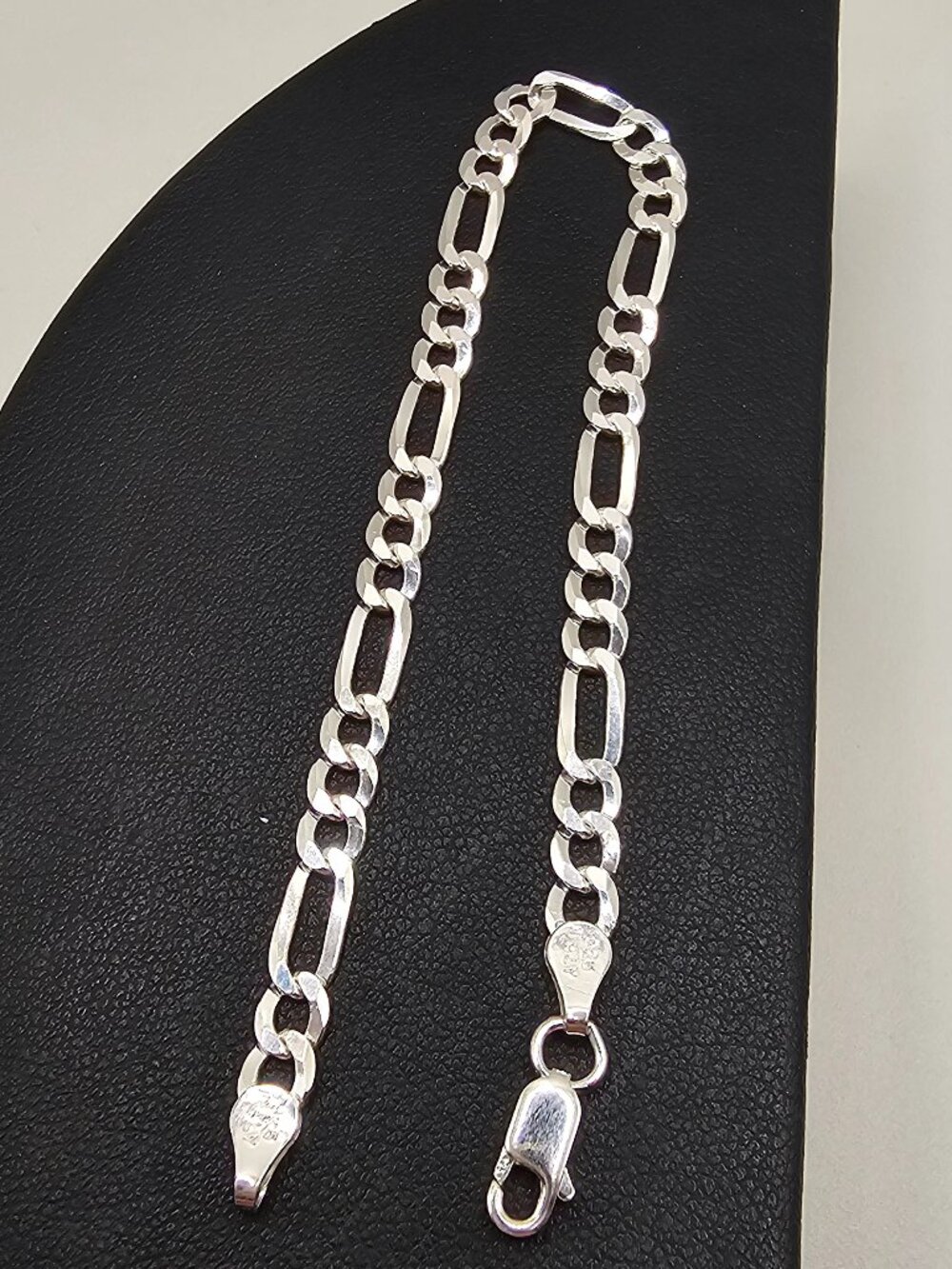 Sterling Silver 925 High Polish Figaro Bracelet 5mm 8 inches